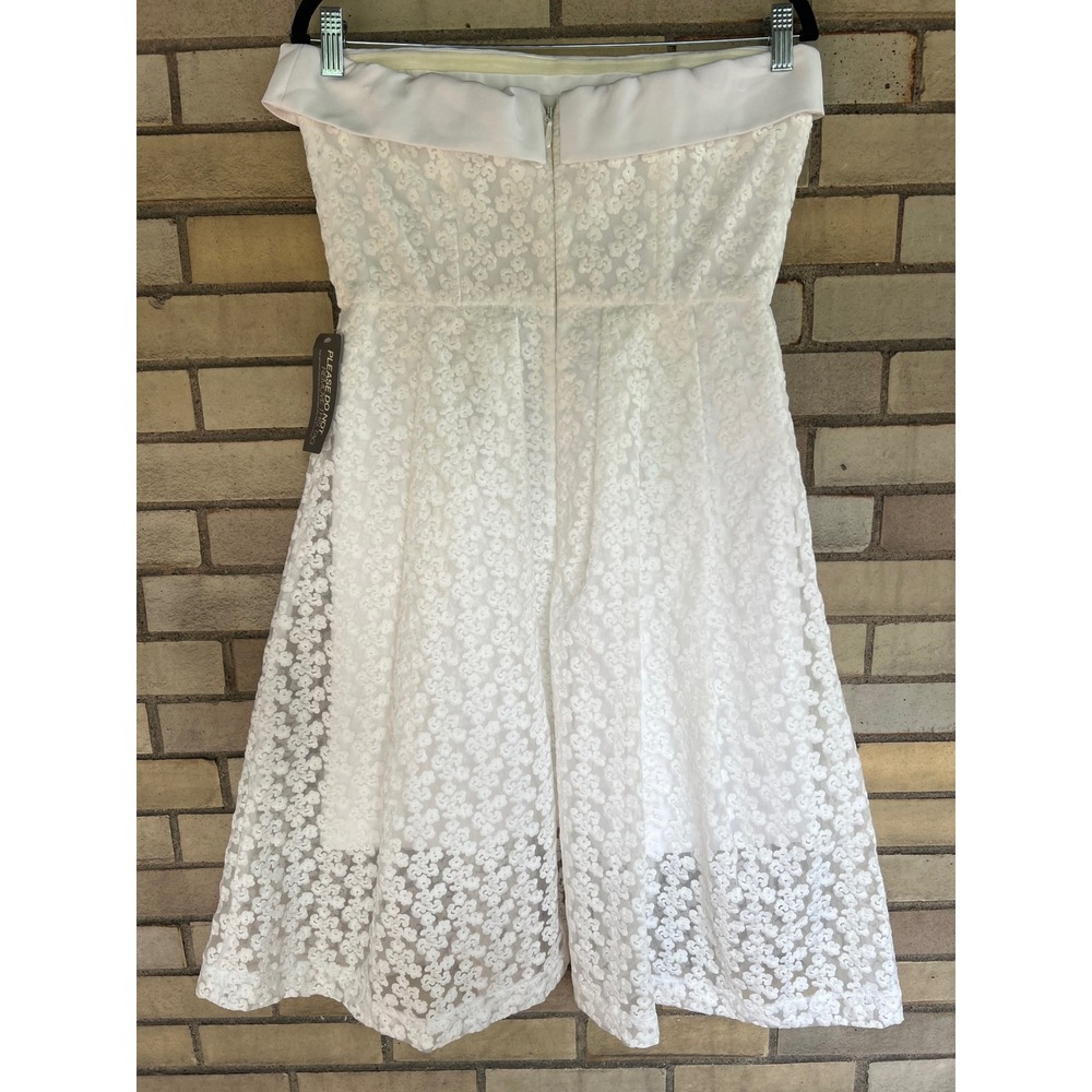 Eva Mendes New York & Company White Floral Lace Strapless Midi Dress Medium - Picture 4 of 7